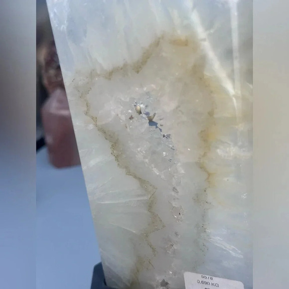 Druzy Quartz with Golden Healer Tower with Custom Stand - Picture 5 of 5